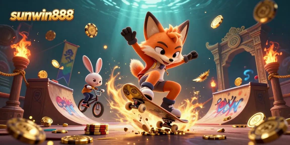 Experience the thrill at sunwin888 with dynamic casino-themed characters in action.