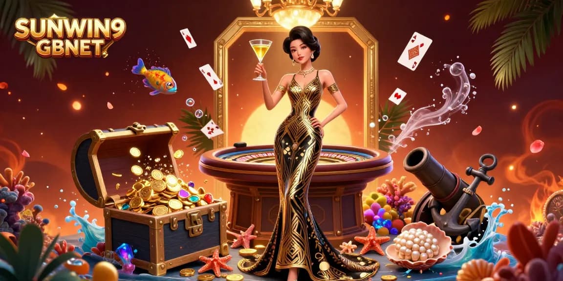 Experience a vibrant gambling scene with SUNWIN9 GBNET showcasing a glamorous casino atmosphere and exciting games.