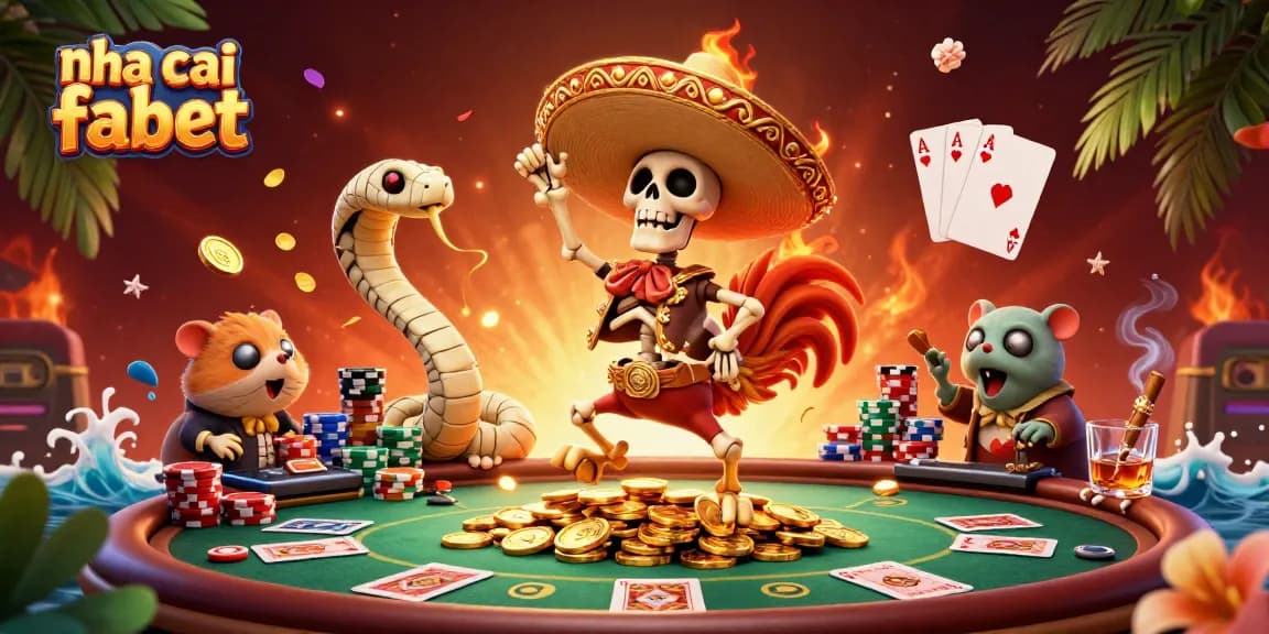 Experience thrilling gameplay at nha cai fabet, featuring vibrant cartoon characters and poker elements.