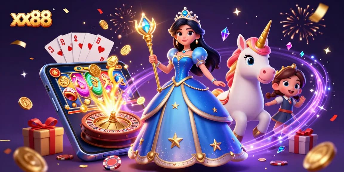 Experience winning thrills at xx88 with vibrant 3D casino characters and game elements.