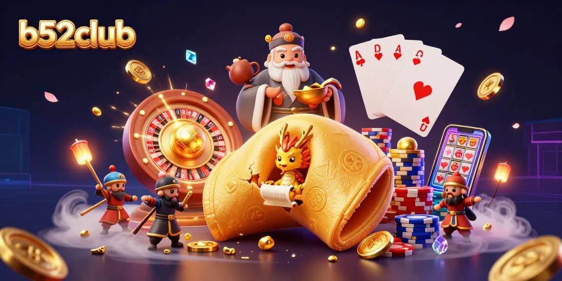 Experience the thrilling action at b52club with golden coins cascading and magical dragon characters.