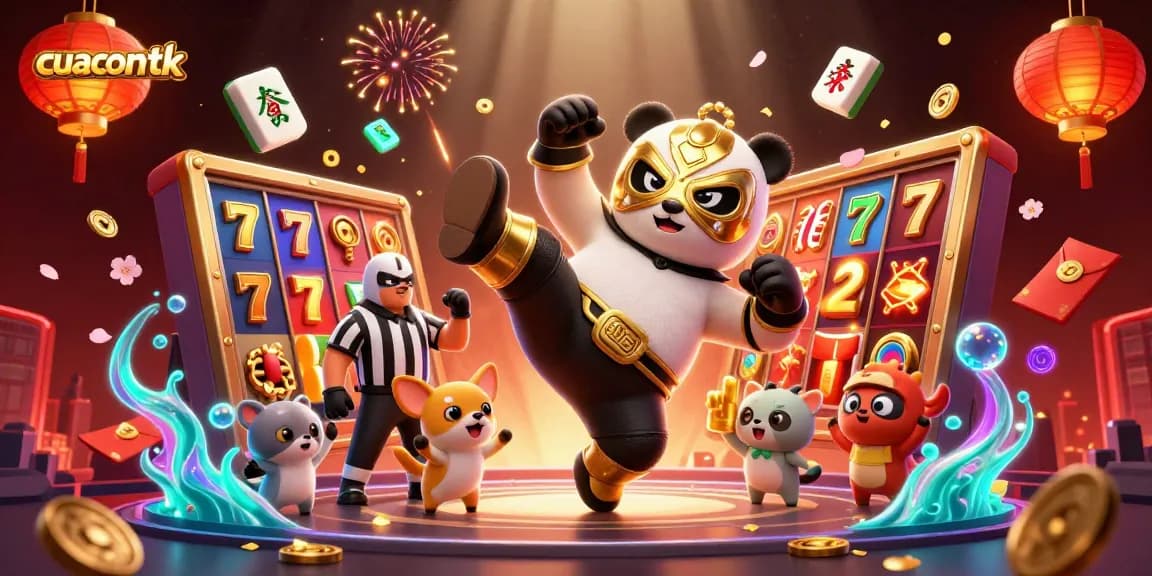Experience thrilling fun at cuacuonttk while the panda wrestler kicks off excitement in a vibrant casino scene.