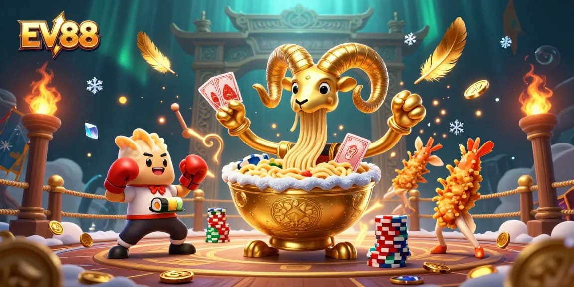 Engage with EV88’s thrilling games in a vibrant casino scene featuring dynamic characters and action.