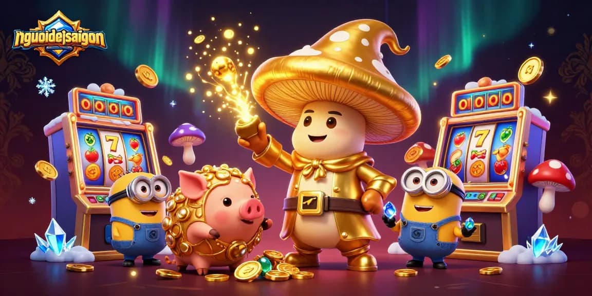 Engage in thrilling gameplay with nguoidepsaigon's golden wizard and treasures in this vibrant casino scene.