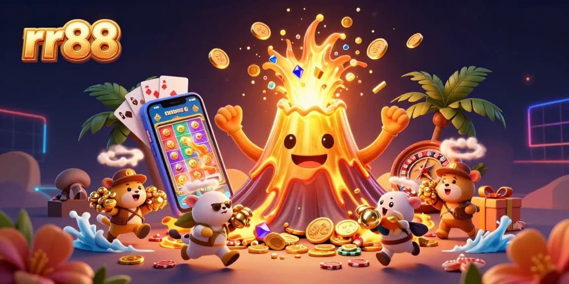 Experience thrilling gameplay at rr88 with an erupting golden volcano and treasure-hunting animals.