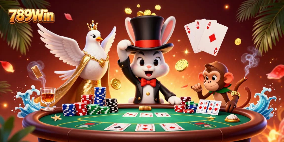 Win big at 789Win with a captivating 3D illustration featuring animated casino characters!