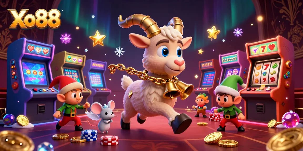 Xo88 captivates players in a vibrant casino scene featuring festive characters and dynamic game elements.