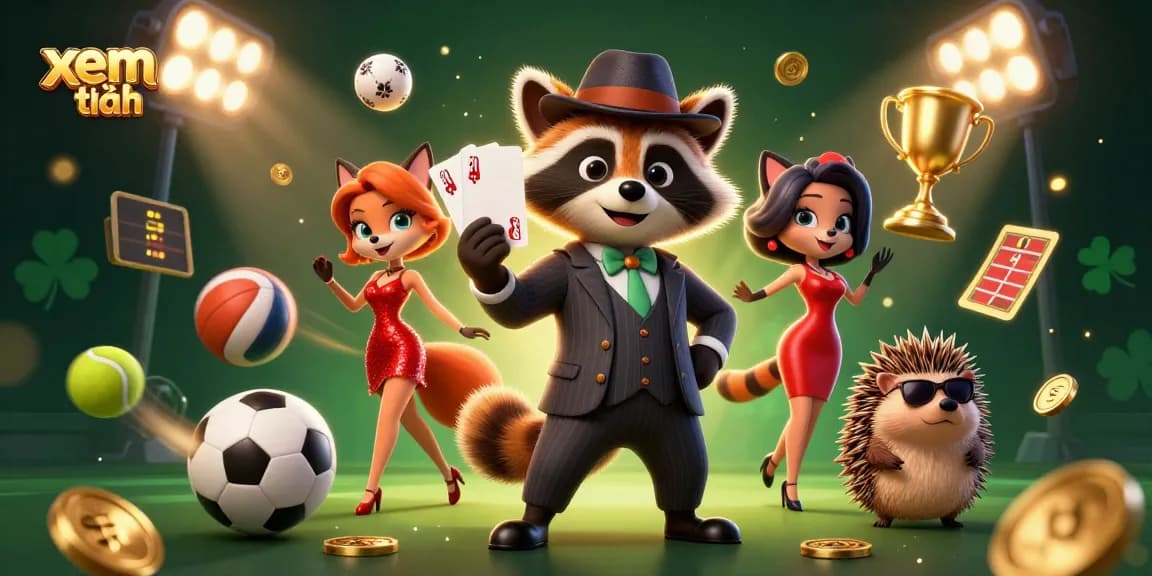 Experience exciting gameplay at xem thêm with a charming raccoon in a casino setting.