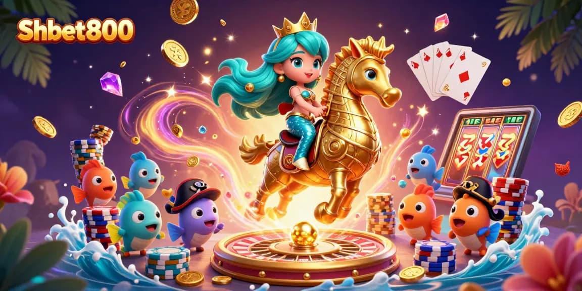 Engage in thrilling wins at shbet800 with vibrant casino visuals of a mermaid and gaming elements.