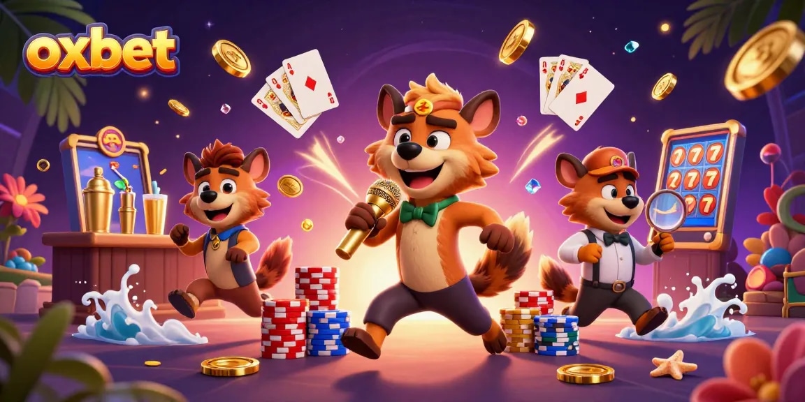 Experience the excitement of oxbet with hyena characters in a vibrant casino scene.