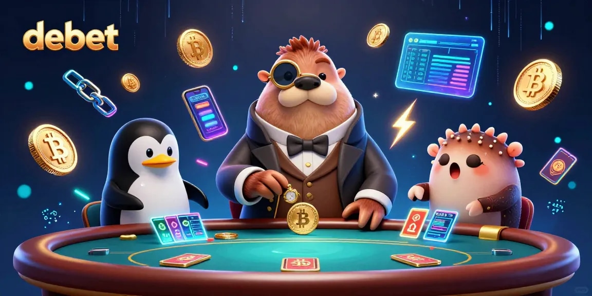 Experience the thrill of debet at an underwater poker game with vibrant, neon digital elements.