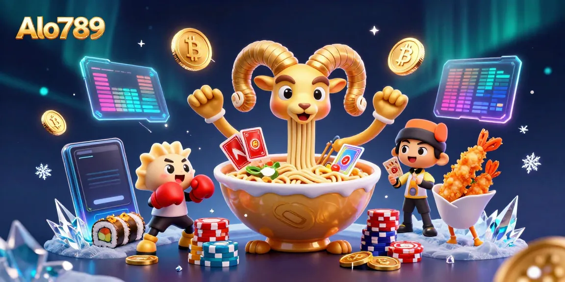 Experience the thrill of Alo789 with dynamic characters in a colorful casino scene filled with animated gaming elements.