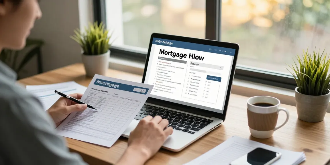 Person using a calculadora hipoteca in a cozy home office, reviewing mortgage options.