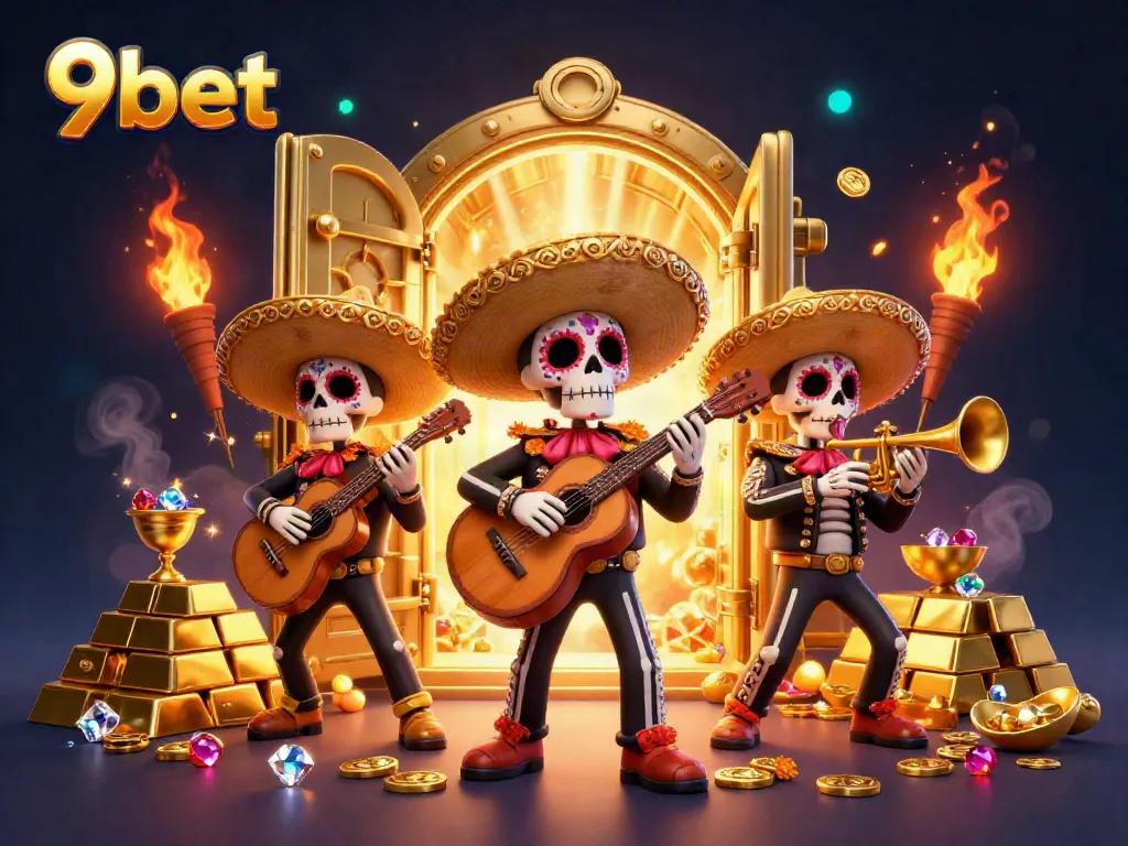 Experience vibrant 9bet action with mariachis, treasure, and casino excitement.