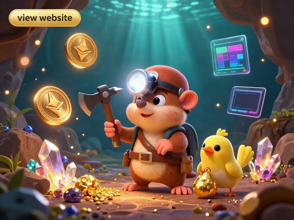 Engage with our vibrant 3D illustration showcasing a treasure hunter mole mining gems in a gaming cave to view website.