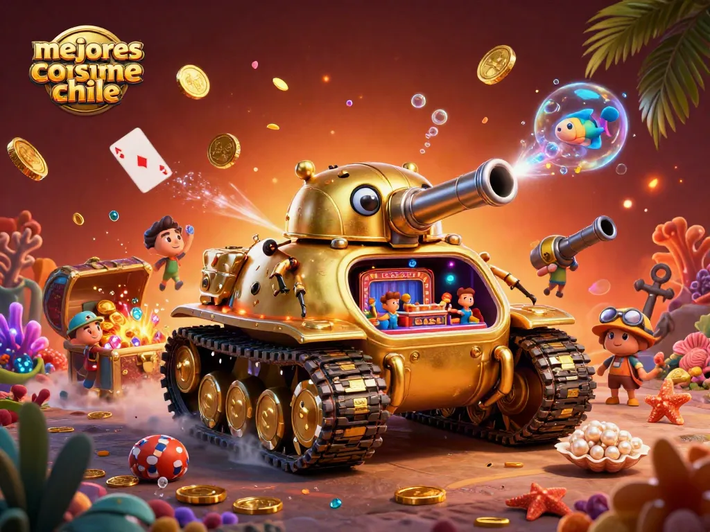 Explora los mejores casinos online en Chile con este vibrante diseño 3D lleno de detalles y acción.