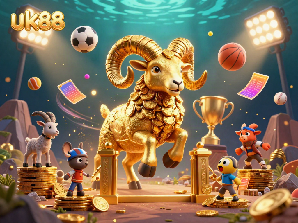 Experience exhilarating wins with uk88 as a golden ram charges through a dynamic casino scene.
