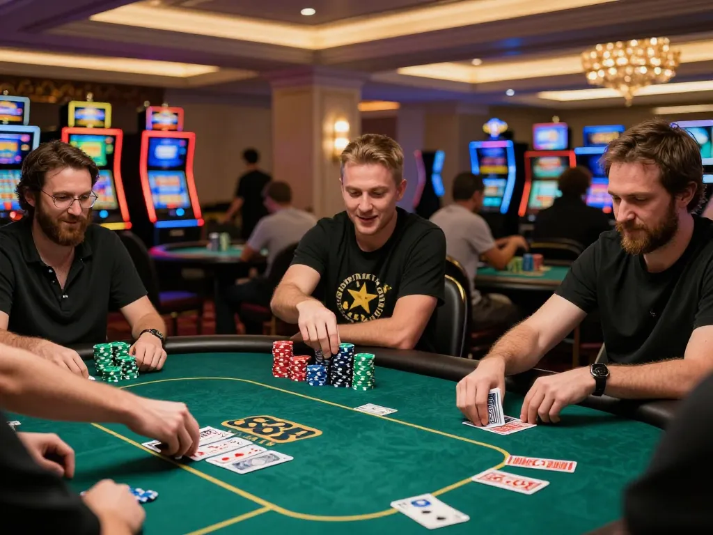 Players strategizing in an SC88 Gold casino poker game with vibrant chips and cards