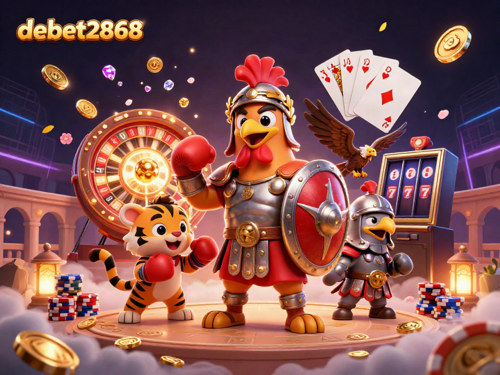 Experience the action at debet2868 with thrilling casino games, golden coins, and vibrant characters.