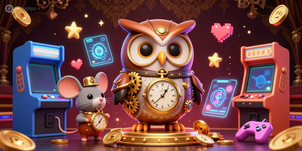 Engage in thrilling casino experiences at ku88pc, featuring time-traveler owl in a vibrant gambling scene.