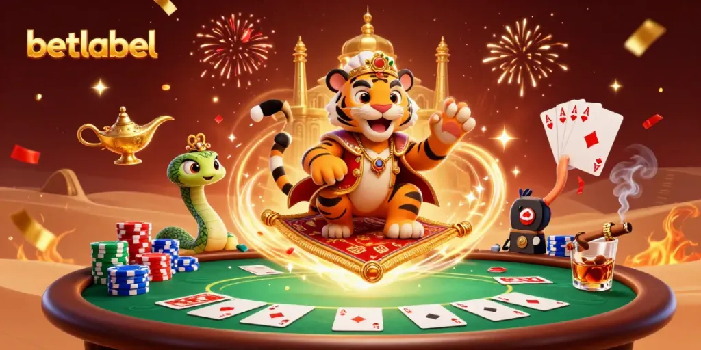 Experience the excitement of betlabel casino with a vibrant 3D illustration showcasing a magical scene filled with gaming elements.
