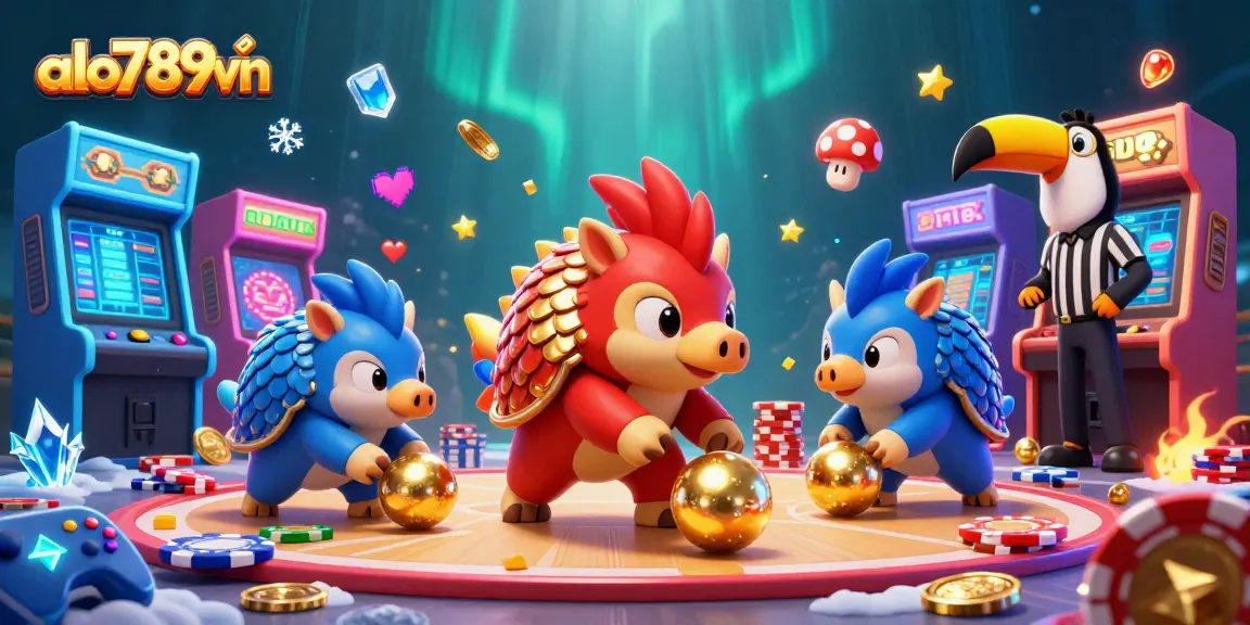 Engage with alo789vn's vibrant gambling scene featuring playful pangolins and casino elements.