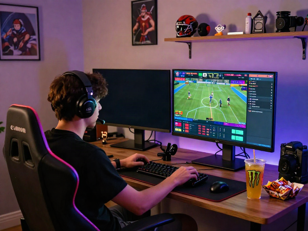 Exciting online gaming experience on https://gem88.bz/ with player engaged in live sports betting and vibrant graphics.