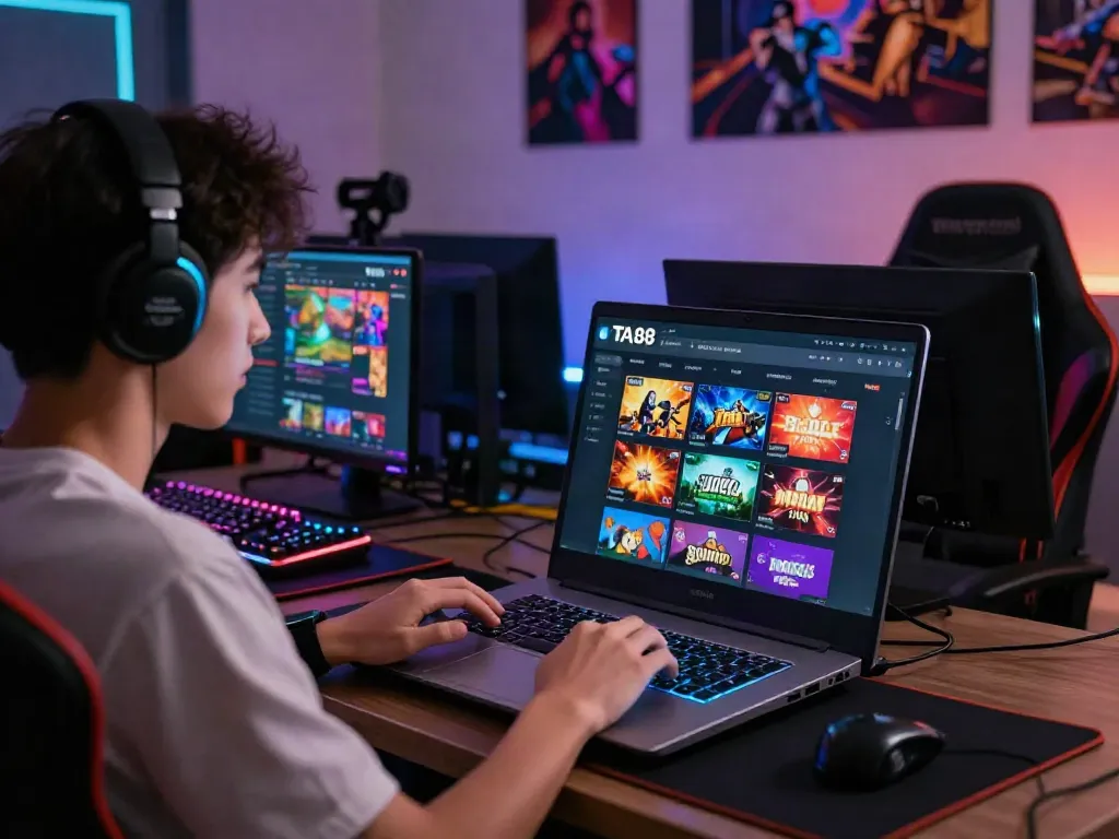 Exciting TA88 online gaming experience featuring a user engaged with the platform interface.