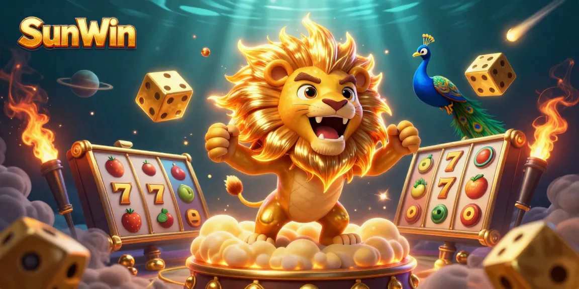 Experience the thrill of winning at SunWin with golden slots and vibrant casino elements.