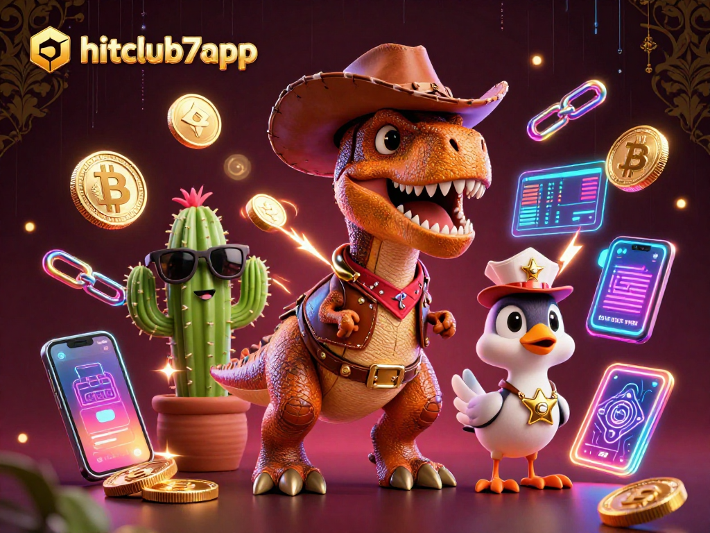 Engage with hitclub7app's vibrant 3D casino world, featuring a unique dinosaur character.