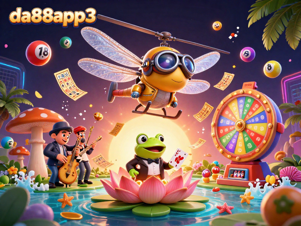 Bet on excitement with da88app3 as the dragonfly pilot navigates a vibrant lily pad casino!