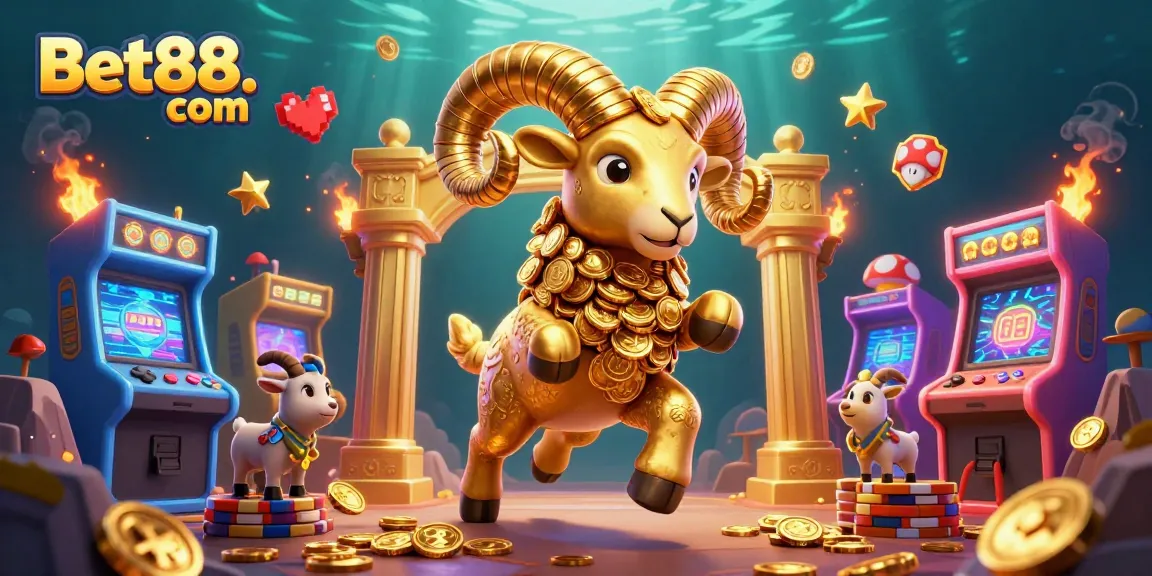 Experience engaging gameplay at Bet88. com with the unique golden ram character leading the way in this vibrant casino scene.