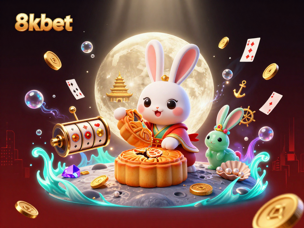 Experience thrilling gameplay with 8xbet as the moon rabbit reveals poker chips from mooncakes.
