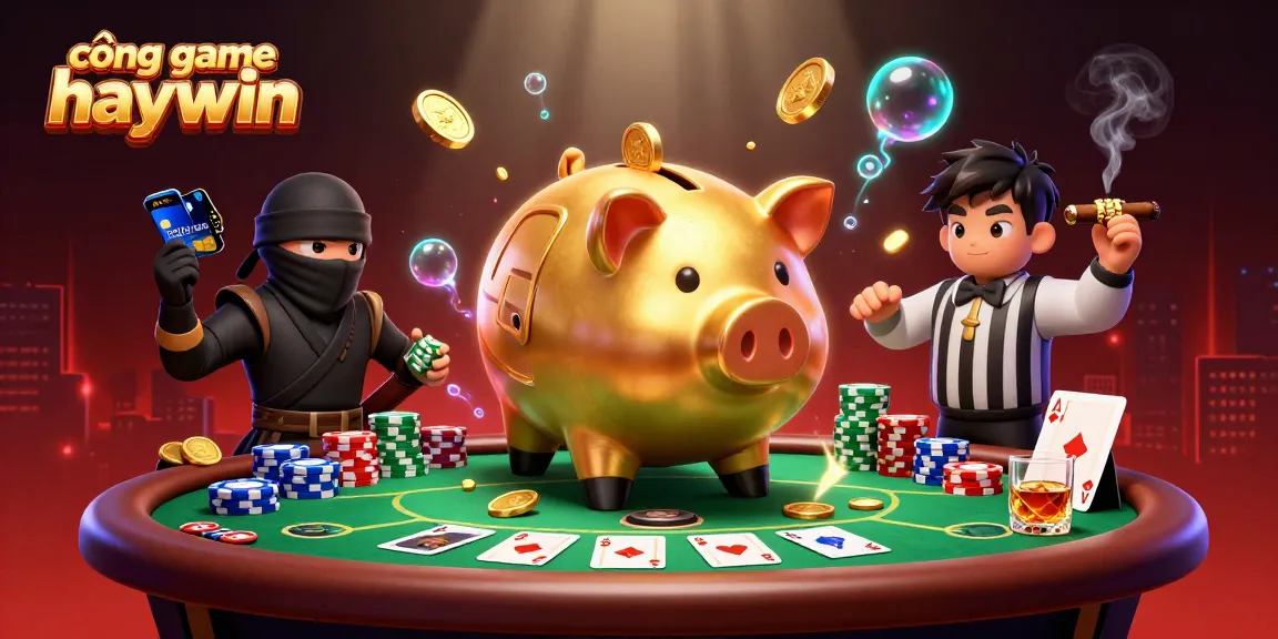 Experience excitement with cổng game haywin in a vibrant 3D casino scene featuring unique characters.